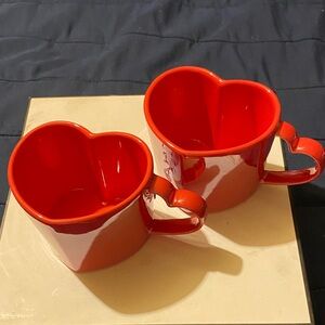 Spritz Red Heart-Shaped Mugs set of 2